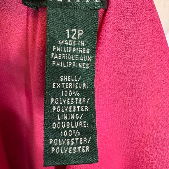 Lauren Ralph Lauren Petite Tropical Floral V-Neck Flounce Hem Dress 12P - Picture 7 of 9